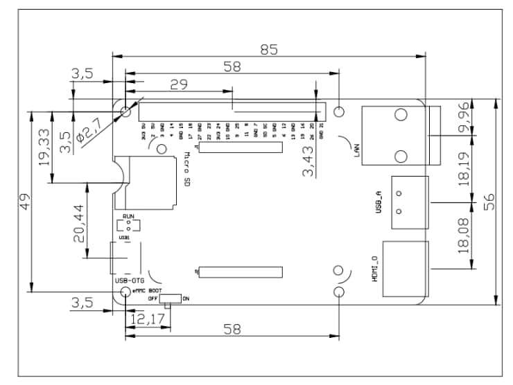 Mechanical Drawing - DFRobot DFR0827 PiTray Mini